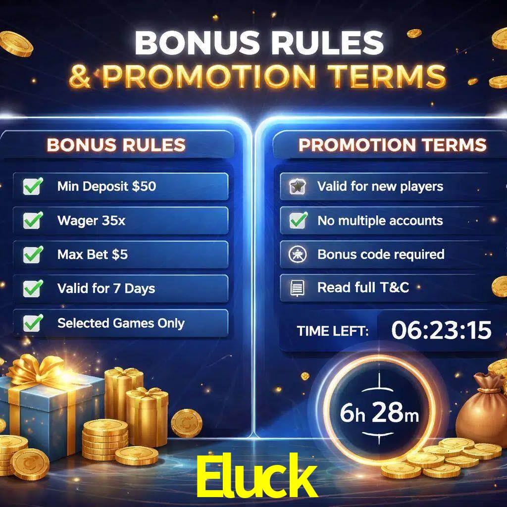 Reglas de promoción Eluck y condiciones de bonos explicadas visualmente